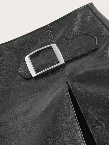 Solid Sheer Bodysuit & Split Thigh Skirt Without Bra