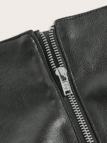 Solid Sheer Bodysuit & Split Thigh Skirt Without Bra