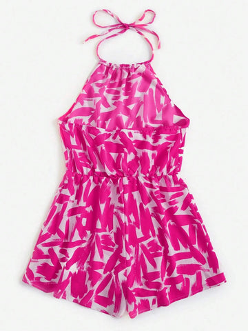 Allover Print Halter Romper
