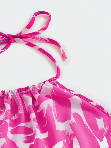 Allover Print Halter Romper