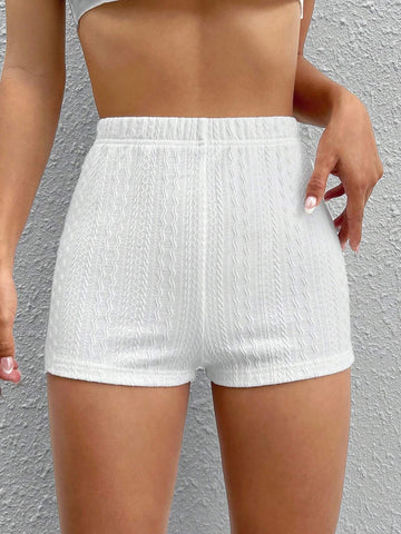 EZwear Solid Elastic Waist Shorts