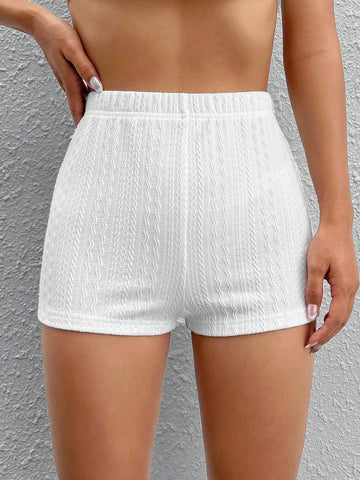 EZwear Solid Elastic Waist Shorts