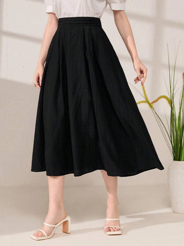 Mulvari Solid High Waist Flare Skirt