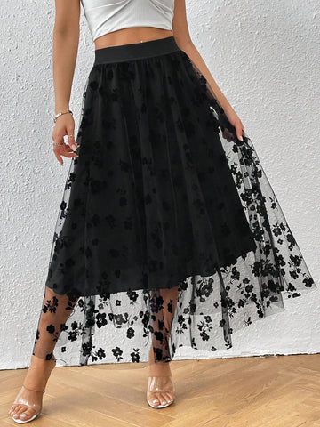 Unity Floral Mesh Overlay Skirt