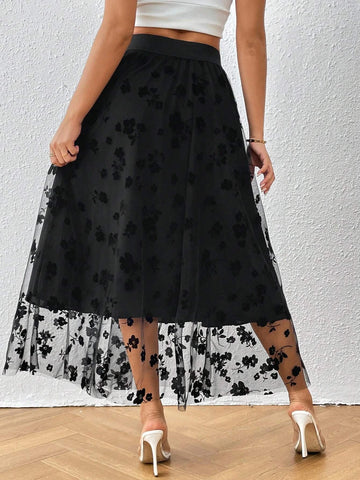 Unity Floral Mesh Overlay Skirt