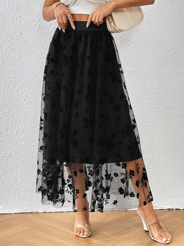 Unity Floral Mesh Overlay Skirt