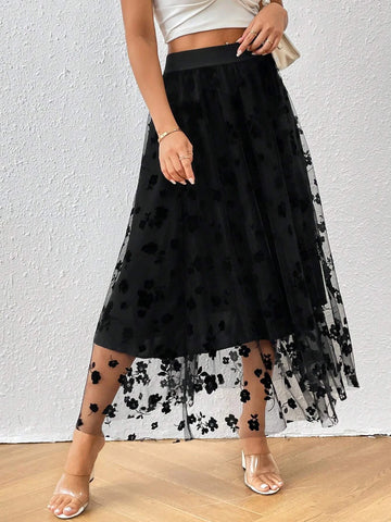 Unity Floral Mesh Overlay Skirt