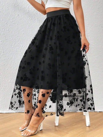 Unity Floral Mesh Overlay Skirt