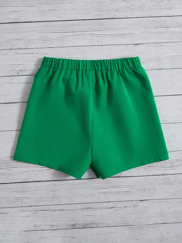 EMERY ROSE Solid Ruched Wrap Hem Skort