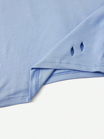 EZwear Solid Ripped Crop Tee