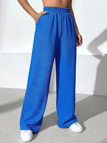 EZwear Solid Slant Pocket Wide Leg Pants